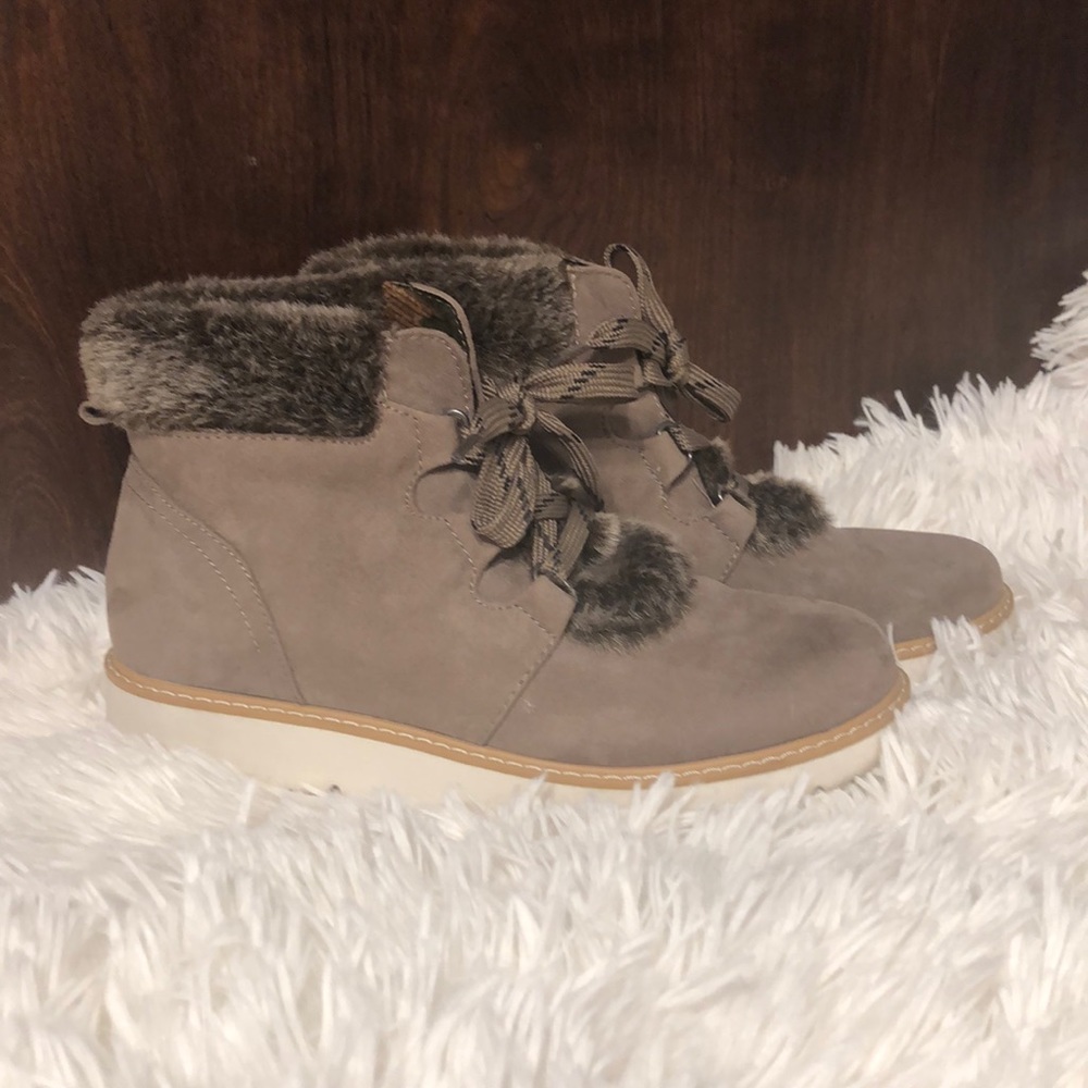 Taupe Lace-Up Boots - a.n.a